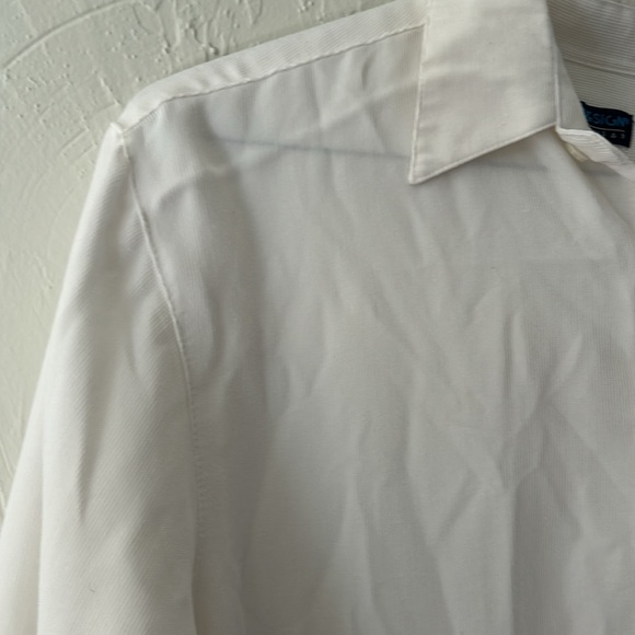 Boys white collared textured button down long sleeve shirt - Picture 4 of 5